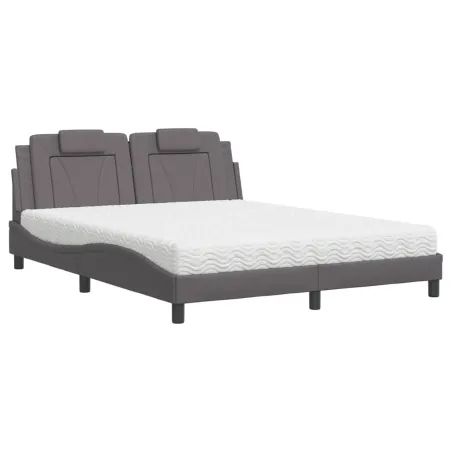 Lit Viana avec matelas gris 160x200 cm similicuir