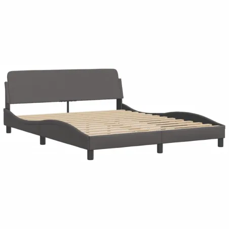 Lit Viana avec matelas gris 160x200 cm similicuir