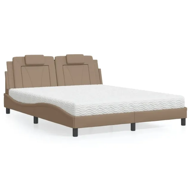 Lit Viana avec matelas cappuccino 160x200 cm similicuir