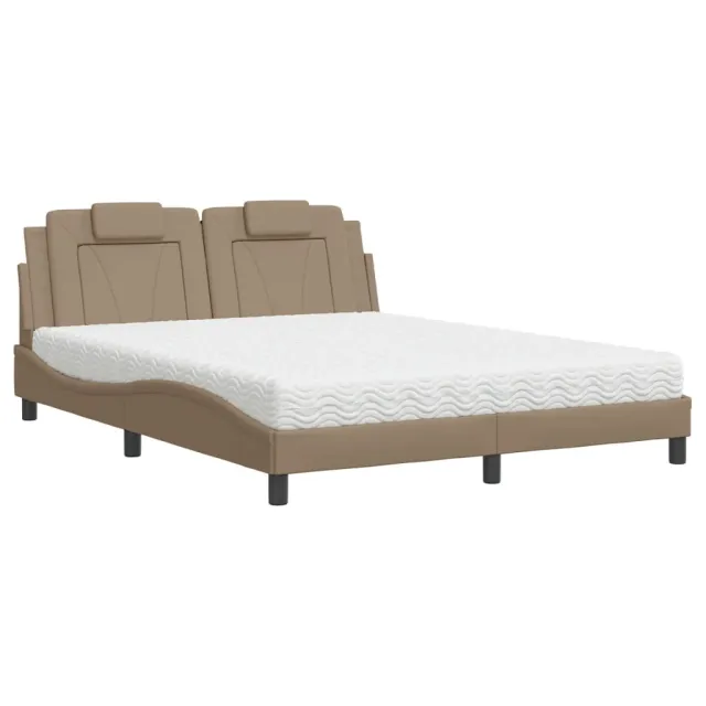 Lit Viana avec matelas cappuccino 160x200 cm similicuir