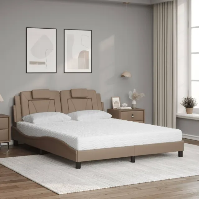 Lit Viana avec matelas cappuccino 160x200 cm similicuir