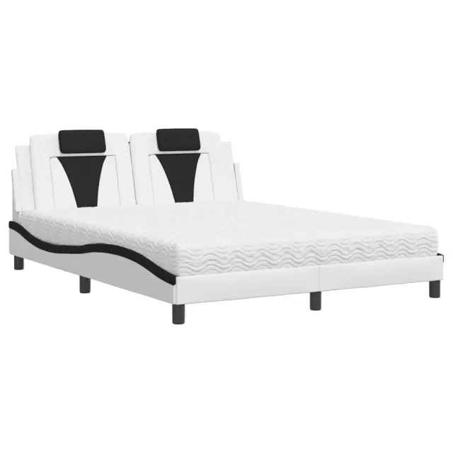 Lit Viana avec matelas blanc et noir 160x200 cm similicuir