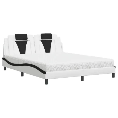 Lit Viana avec matelas blanc et noir 160x200 cm similicuir