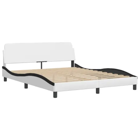Lit Viana avec matelas blanc et noir 160x200 cm similicuir