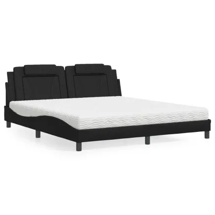 Lit Viana avec matelas noir 180x200 cm similicuir