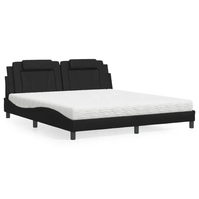 Lit Viana avec matelas noir 180x200 cm similicuir