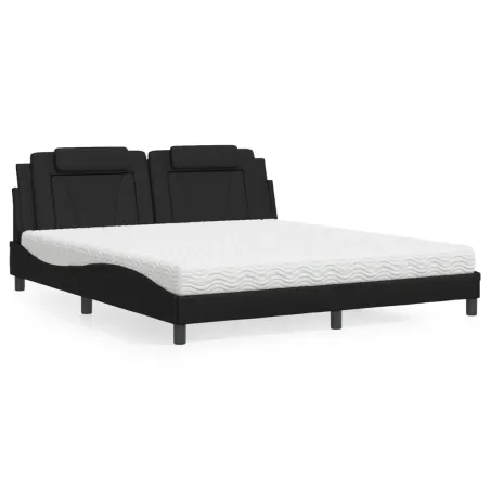 Lit Viana avec matelas noir 180x200 cm similicuir