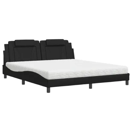 Lit Viana avec matelas noir 180x200 cm similicuir 2