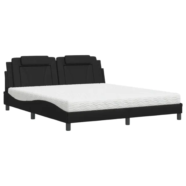 Lit Viana avec matelas noir 180x200 cm similicuir