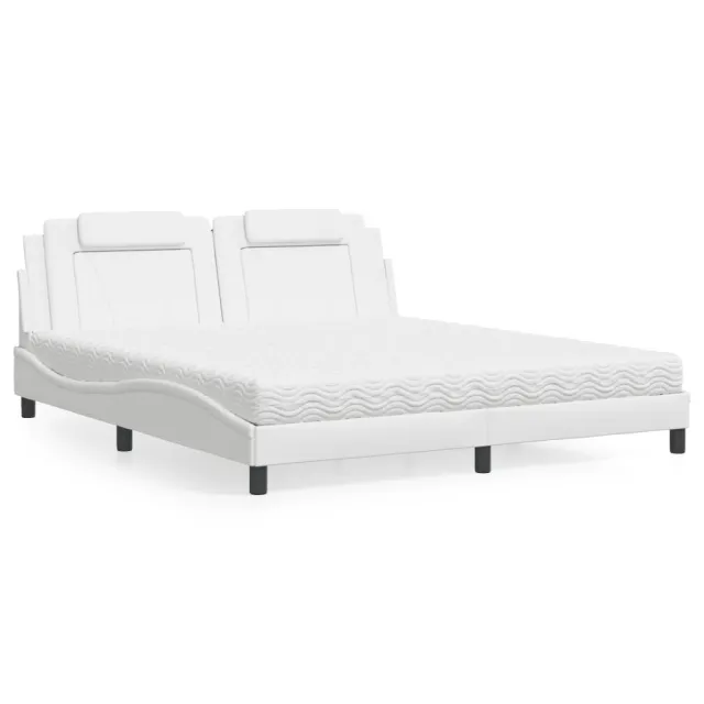 Lit Viana avec matelas blanc 180x200 cm similicuir