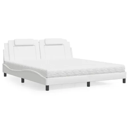 Lit Viana avec matelas blanc 180x200 cm similicuir
