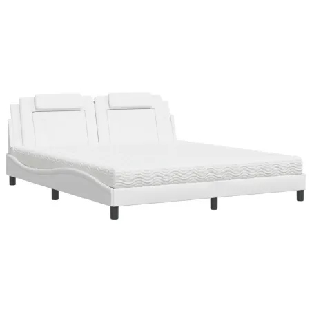 Lit Viana avec matelas blanc 180x200 cm similicuir