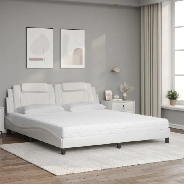 Lit Viana avec matelas blanc 180x200 cm similicuir