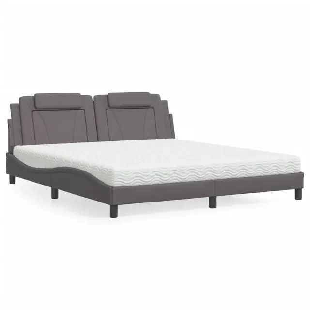 Lit Viana avec matelas gris 180x200 cm similicuir
