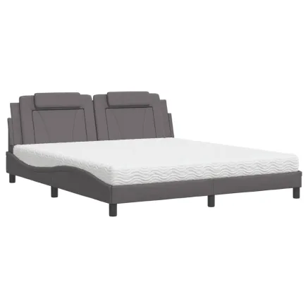 Lit Viana avec matelas gris 180x200 cm similicuir 2