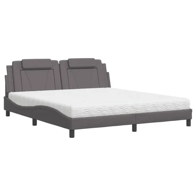 Lit Viana avec matelas gris 180x200 cm similicuir