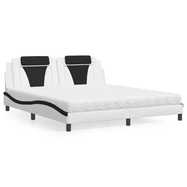Lit Viana avec matelas blanc et noir 180x200 cm similicuir