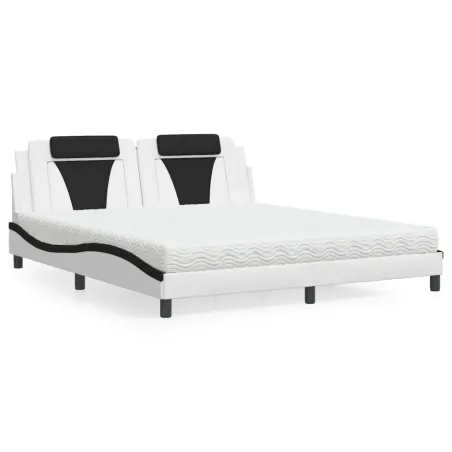 Lit Viana avec matelas blanc et noir 180x200 cm similicuir