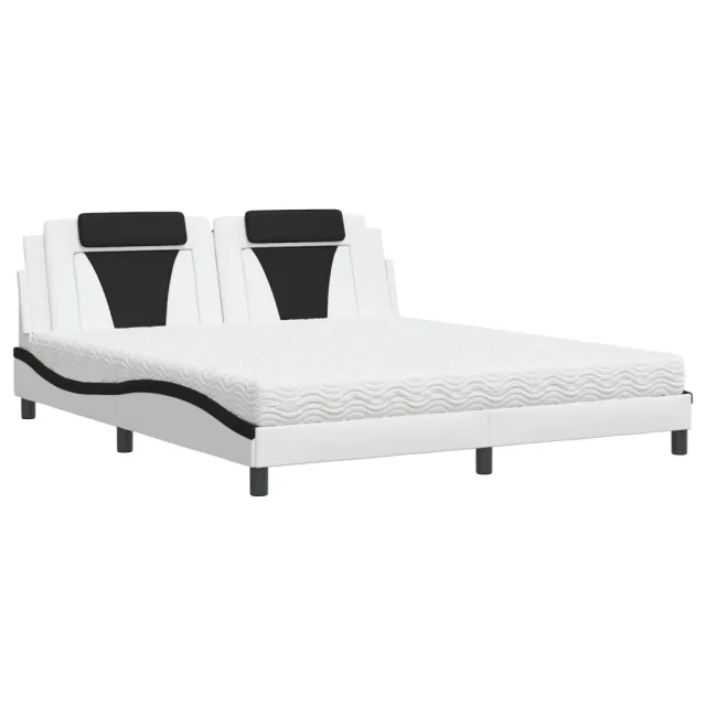Lit Viana avec matelas blanc et noir 180x200 cm similicuir
