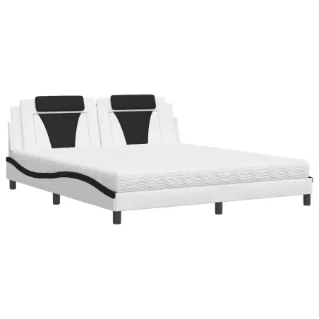 Lit Viana avec matelas blanc et noir 180x200 cm similicuir