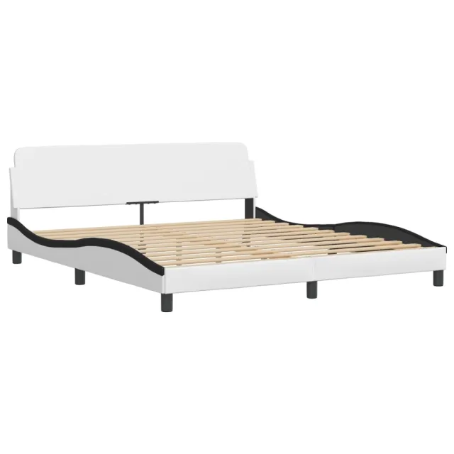 Lit Viana avec matelas blanc et noir 180x200 cm similicuir