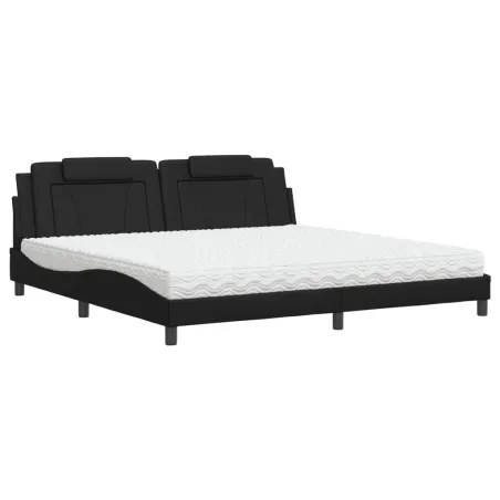 Lit Viana avec matelas noir 200x200 cm similicuir