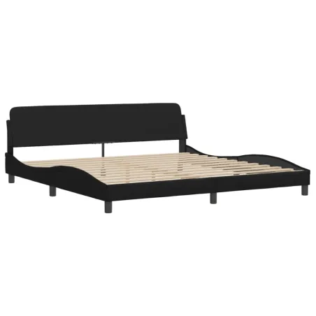 Lit Viana avec matelas noir 200x200 cm similicuir