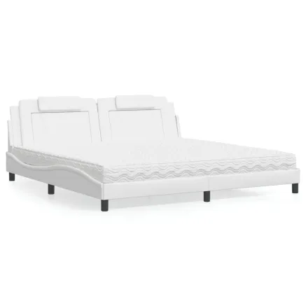 Lit Viana avec matelas blanc 200x200 cm similicuir
