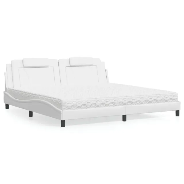 Lit Viana avec matelas blanc 200x200 cm similicuir