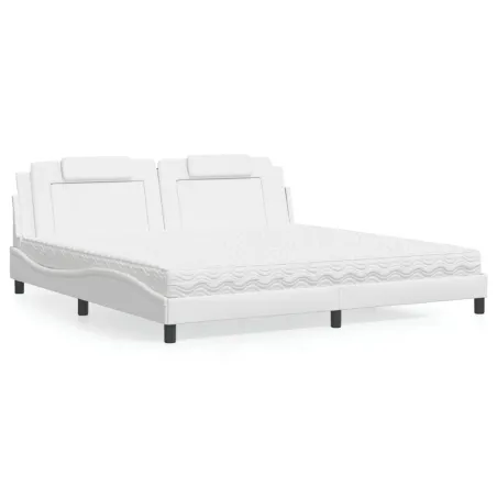 Lit Viana avec matelas blanc 200x200 cm similicuir