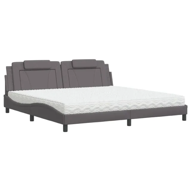Lit Viana avec matelas gris 200x200 cm similicuir
