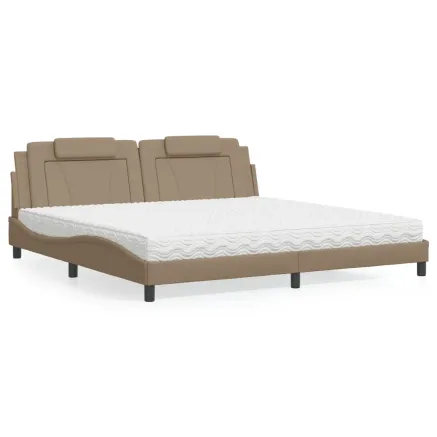 Lit Viana avec matelas cappuccino 200x200 cm similicuir