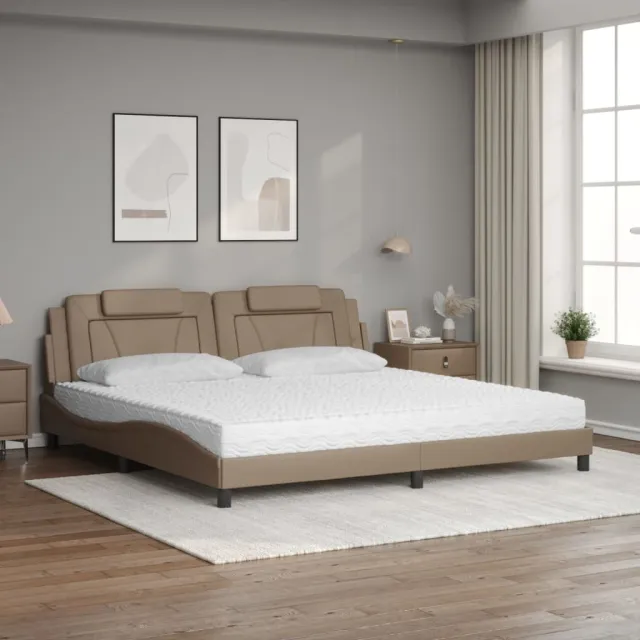 Lit Viana avec matelas cappuccino 200x200 cm similicuir