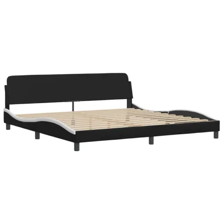 Lit Viana avec matelas noir et blanc 200x200 cm similicuir