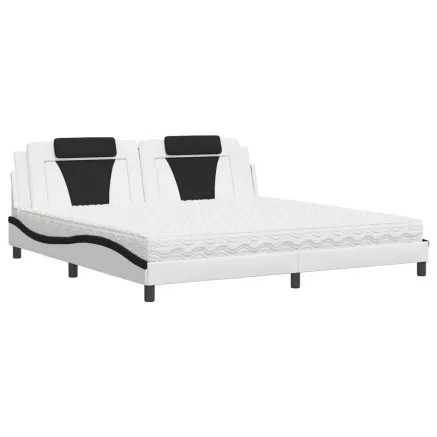Lit Viana avec matelas blanc et noir 200x200 cm similicuir 2