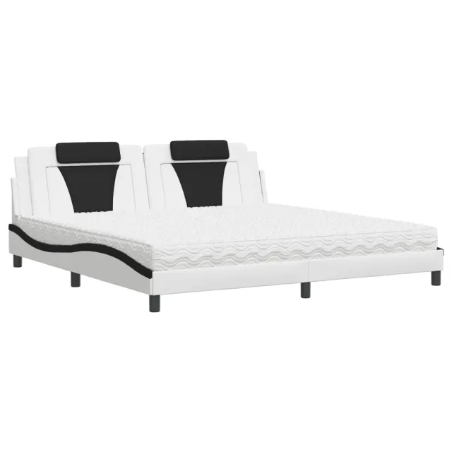 Lit Viana avec matelas blanc et noir 200x200 cm similicuir