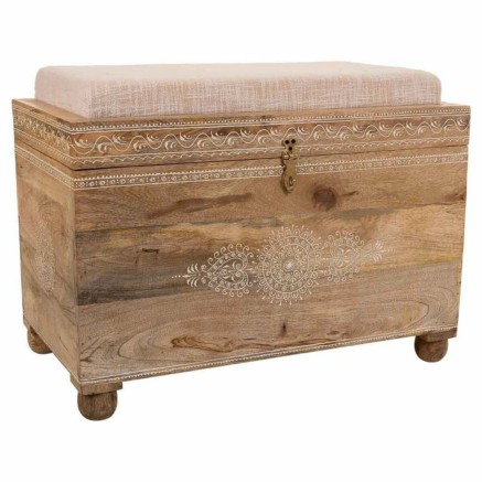 Banqueta Alexandra House Living Blanco Natural Madera de mango Madera