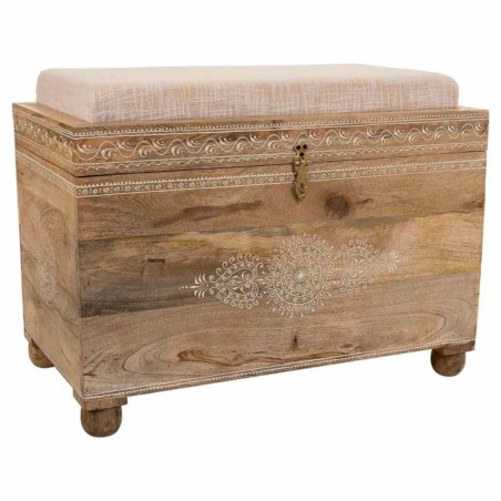 Hocker Alexandra House Living Weiß natürlich Mango-Holz Holz MDF 40