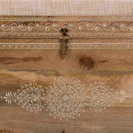 Hocker Alexandra House Living Weiß natürlich Mango-Holz Holz MDF 40