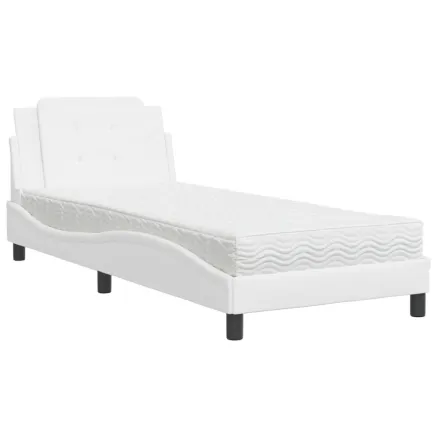 Cadre de lit sans matelas Zadar blanc 80x200 cm similicuir 2
