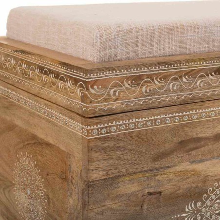 Hocker Alexandra House Living Weiß natürlich Mango-Holz Holz MDF 40