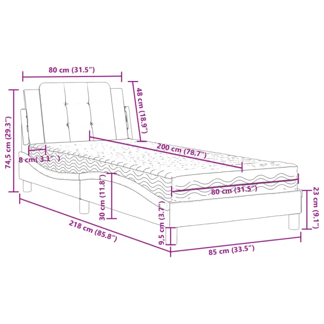 Cadre de lit sans matelas Zadar marron 80x200 cm similicuir