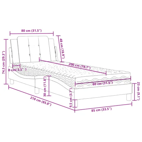 Cadre de lit sans matelas Zadar marron 80x200 cm similicuir