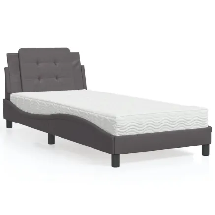 Cadre de lit sans matelas Zadar gris 80x200 cm similicuir