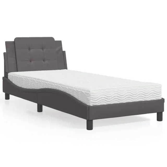 Cadre de lit sans matelas Zadar gris 80x200 cm similicuir