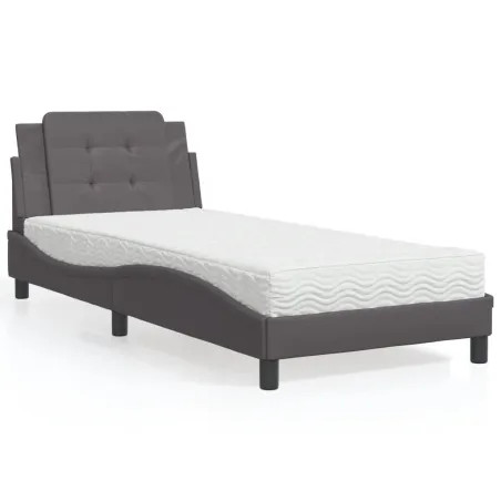 Cadre de lit sans matelas Zadar gris 80x200 cm similicuir