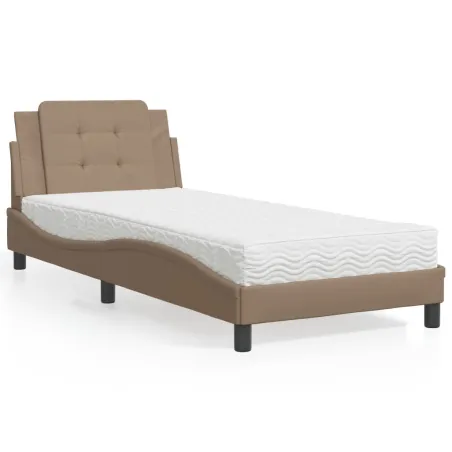 Cadre de lit sans matelas Zadar cappuccino 80x200 cm similicuir