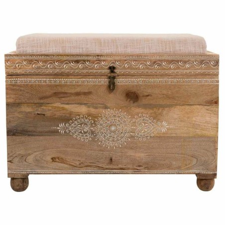 Hocker Alexandra House Living Weiß natürlich Mango-Holz Holz MDF 40