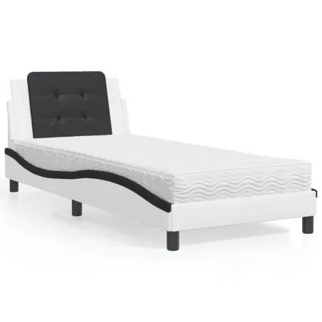 Cadre de lit sans matelas Zadar blanc et noir 80x200 cm similicuir