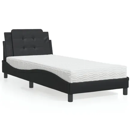 Cadre de lit sans matelas Zadar noir 90x190 cm similicuir